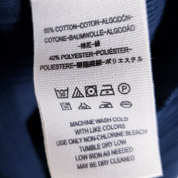 We The Free FP Annie Ribbed Collared Top Pullover Preppy Oversized size S Navy - Picture 9 of 12